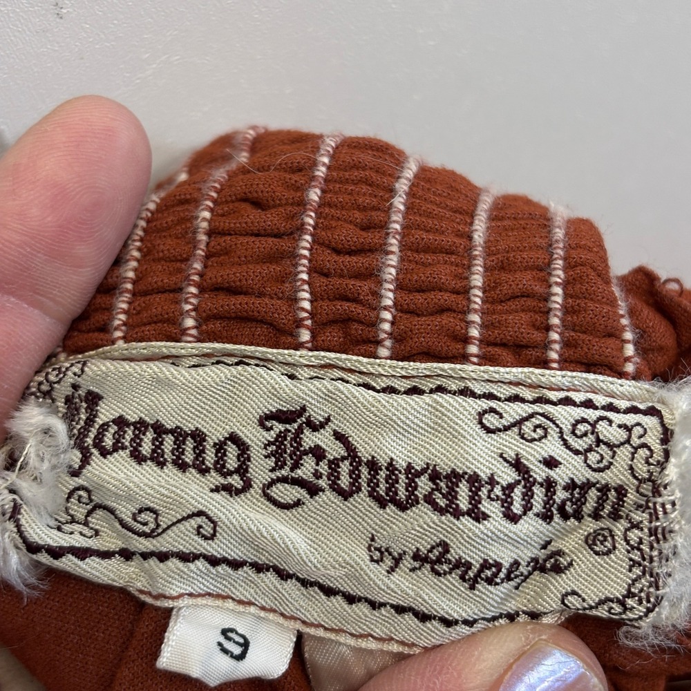 VTG Young Edwardian 70s Festival Boho Faux Suede Tiered Dress Size M Milkmaid - Picture 3 of 10